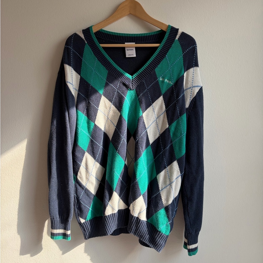 urban outfitters iets frans checkered oversized sweater
